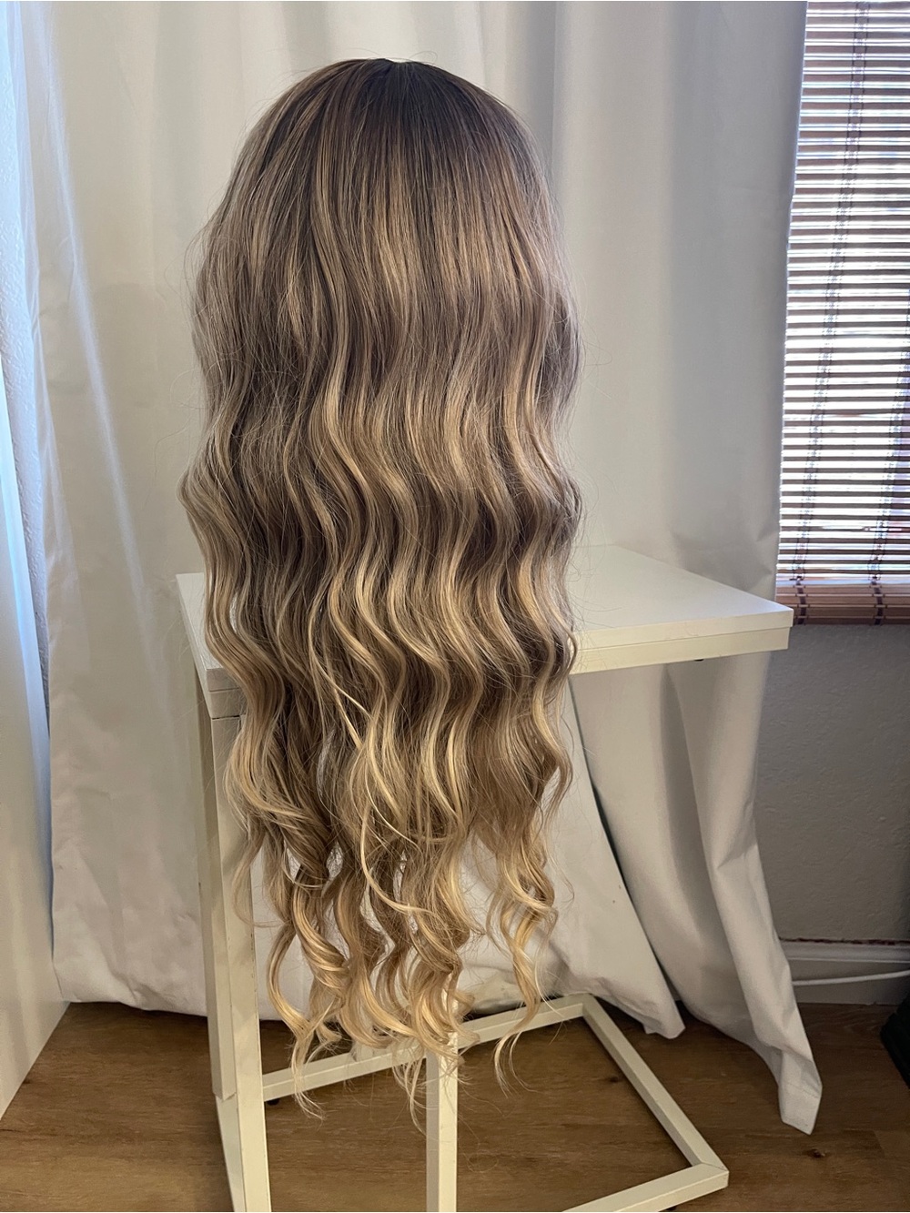 Long Wavy Blonde Balayage Wig - Natural Blonde- 30" long- Lace Front, Free Part